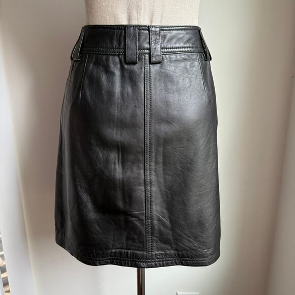 INC International Concepts Black Leather Mini Skirt Women’s 14 - Picture 2 of 5